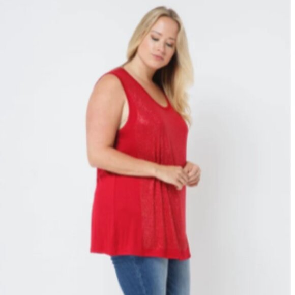 Red Plus Size Rhinestone Tank Top - Picture 1 of 5